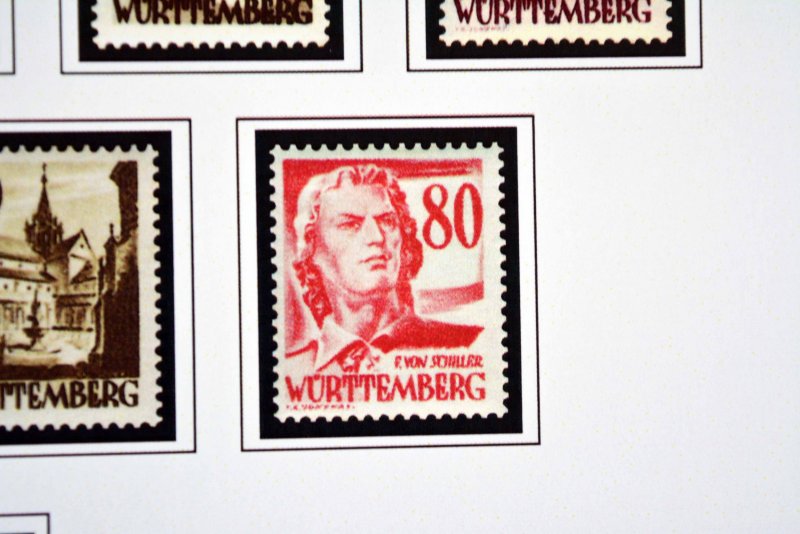 COLOR PRINTED OCCUPIED GERMANY 1945-1949 STAMP ALBUM PAGES (50 illustr. pages)