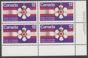 Canada - #736 Order of Canada Plate Block - MNH