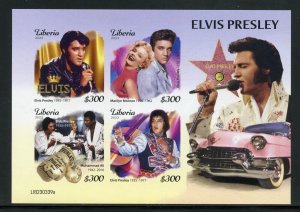 LIBERIA 2023 ELVIS PRESLEY IMPERFOATE SHEET  MINT NH