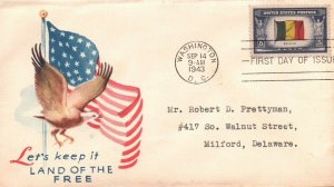 SC # 914 5c FDC - Typed Address - Patriotic Cachet Belgium - Single – F123