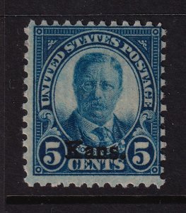 1929 Roosevelt Sc 663 5c blue KANSAS overprint MNH CV $25 (C