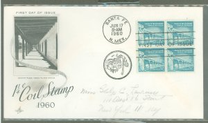US 1054A cachet, 2 coils FDC
