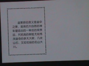 ​CHINA-CHINESE CULTURE DECORATION-BONSAI ARTS -MNH-S/S VERY FINE-LAST ONE