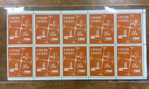 TWA Vintage poster stamp labels, mint pane of 10 : US VIA TWA