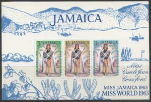 JAMAICA Sc#205-207, 207a 1964 Miss World Complete Set & S/S OG Mint NH