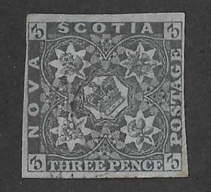 Nova Scotia Sc #3   3p blue  used 4 margin copy VF