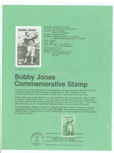 US SP563/1933 1981 18c Bobby Jones, Golfer on USPS Souvenir Page FDC, #1933 with First Day Cancel, Sports