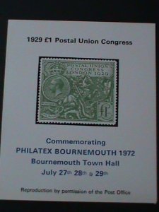 ​GREAT BRITAIN-1929-SC#209- 9TH POSTAL UNION CONGRESS -S/S-MNH-VF-95 YEARS OLD