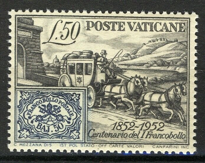 Vatican 1952, 100th anniv first stamp VF MNH, Mi 188 A