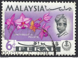 MALAYSIA PERAK 1965 6c Multicoloured, Flowers SG166 Fine Used