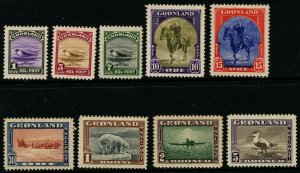 Greenland 1945 Christian X Fauna Facit 10 - 18. Very good. MNH