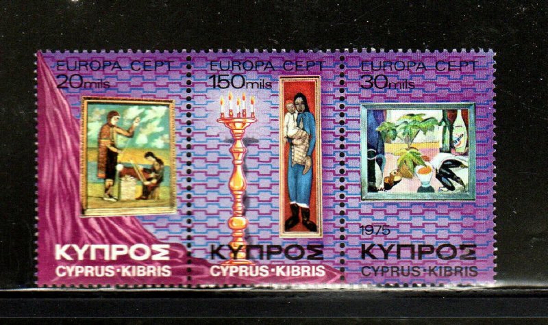 CYPRUS #438a  1975  EUROPA   MINT  VF NH  O.G  STRIP OF 3