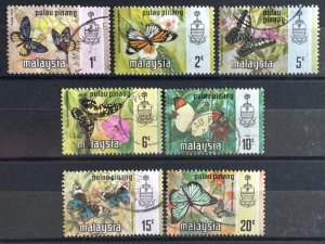 Malaysia PENANG 1971 Butterflies Definitive Set Used (2c mint) SG#75-81 M5341