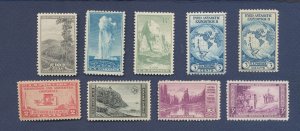 USA - MNH singles from 1938-1939 - FVF lot of nine including some National Parks