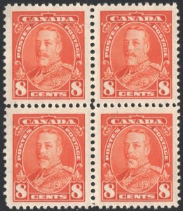 Canada SC#222 8¢ King George V Block of Four (1935) MNH