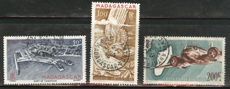 Madagascar Malagasy Scott C51-53 used  airmail set 1946