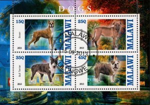 Malawi Dog Domestic Animal House Trees Souvenir Sheet of 4 Stamps