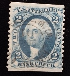 US #R5 Used VF Revenue 2c Blue Bank Check