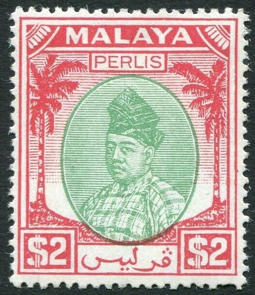 PERLIS-1951-55 $2 Green & Scarlet Sg 26 UNMOUNTED MINT V42822