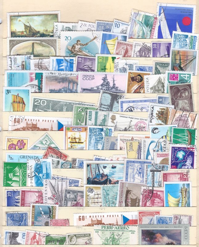 82 WW SHIPS & BOATS ON STAMPS STARTS AT A LOW PRICE!