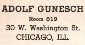 ADOLPH GUNESCH CHICAGO ILLINOIS CORNER COVER COVER 3c LOCAL RATE 1940