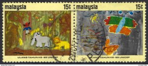 MALAYSIA 1971 15c Multicoloured 25th Anniversary of UNICEF Joined Pair SG90/9...