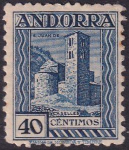 Andorra Spanish 1931 Sc 20a MH* specimen (muestra) perf 11.5