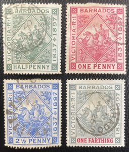 Barbados #81-84 Used VF (Wmk 1 - Paper Hinge Remnant) c1897 [R780A]