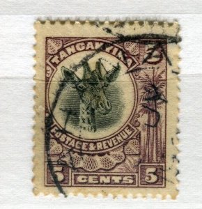 TANGANYIKA; 1922 early Giraffe issue used Shade of 5c. value, fair Postmark