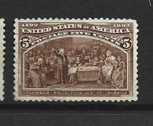 United States Scott 234 5-Cent Columbian Exposition issue used light cancel