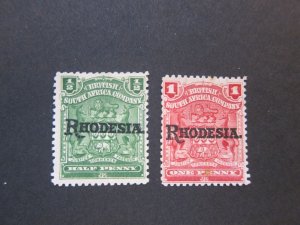 Rhodesia 1909 Sc 82-3 MH