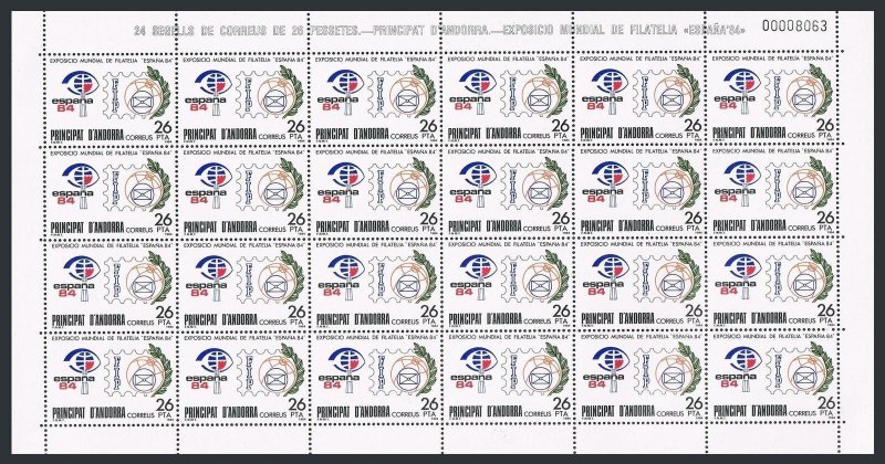 Andorra Sp 161 sheet,MNH.Michel 174 bogen. PhilEXPO ESPANA-1984.