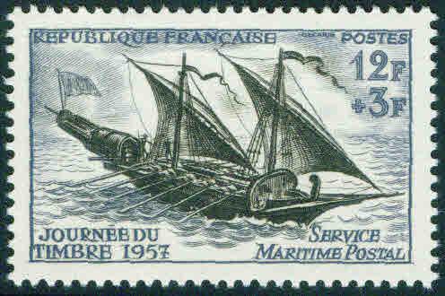 FRANCE Scott B311 MNH** 1957 stamp day Semi Postal ship