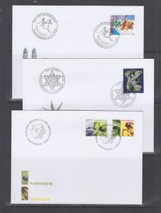 Switzerland Mi 1709/1745, 2000 issues, 10 complete sets on 10 official FDCs, VF