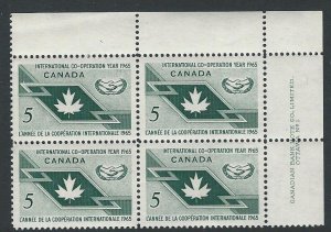 Canada  plate block  mnh  #  437