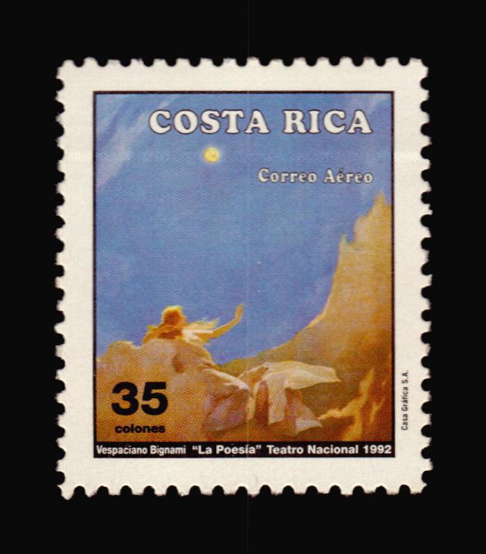 COSTA RICA STAMP MNH THEATRE ART PAINTING WOMAN VESPACIANO BIGNAMI SC #C923