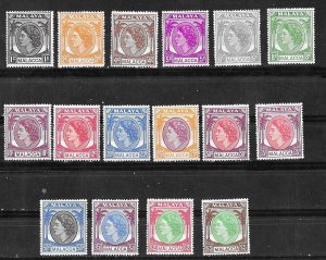 Malaya-Malacca # 39-44 Queen Elizabeth, complete series   (16)   VLH Unused