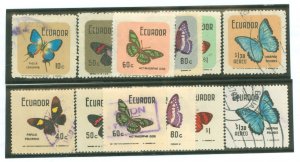 Ecuador #789/793-796/800-804/ Used Single (Butterflies)