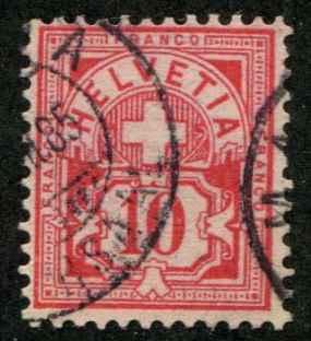Switzerland SC# 73a Numeric 10c type 1 wmk Used