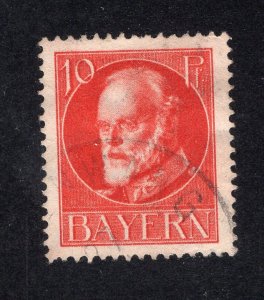 Bavaria 1916 10pf carmine rose Ludwig, Scott  99 used, value = $2.00