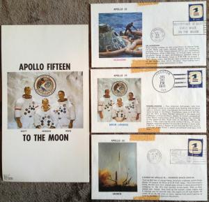 1971, APOLLO 15 Space Mission, 3 Cacheted Covers, 9 Astronaut Presentation Card