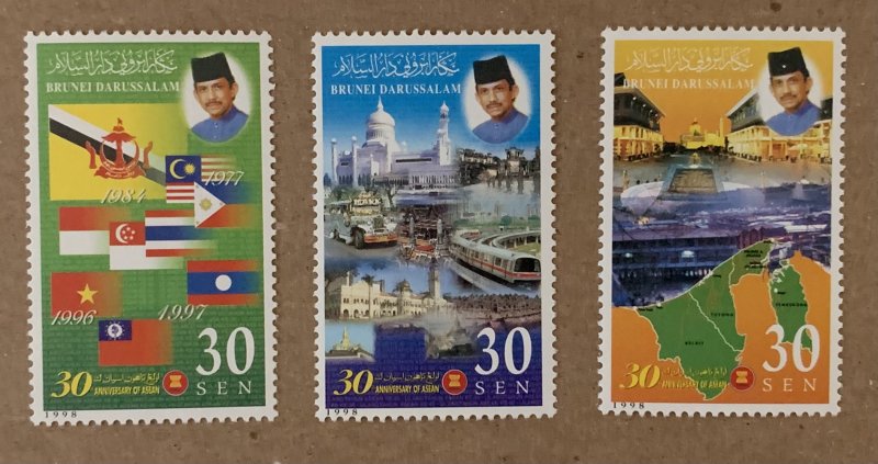 Brunei 1998 ASEAN, MNH. Scott 526-528, CV $3.75