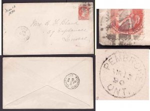 Canada-covers #9321 - 3c Small Queen - fancy 4-Renfrew County - Pembroke , Ont