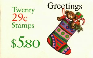 US #2872a Booklet pane  (20 stamps) MNH with cover Christmas Stocking
