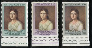 Vatican City Scott 338-40 MNHOG - 1962 Paulina M. Jaricot Set - SCV $0.95