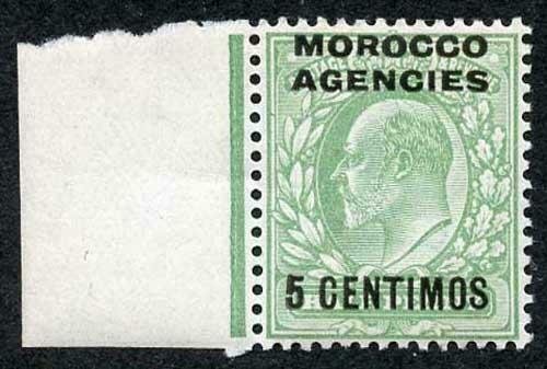 Morocco Agencies SG112a 1907 5c on 1/2d yellowish green U/M