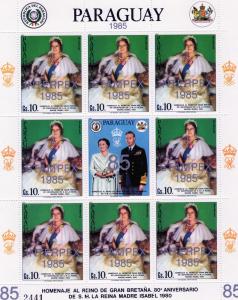 Paraguay 1985 Q.Mother/Interpex/Stampex Shlt(8+1L) Mi.3846 