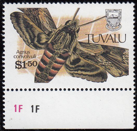Tuvalu 1991 MNH Sc #569 $1.50 Agrius convolvuli - Insects