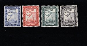 Zanzibar  Scott#  218-221  MH  (1944 Al Busaid Dynasty, 200th Anniversary)