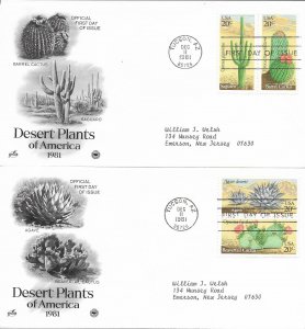 1981 FDC, #1942-1945, 20c Desert Plants of America, Art Craft/PCS (2)